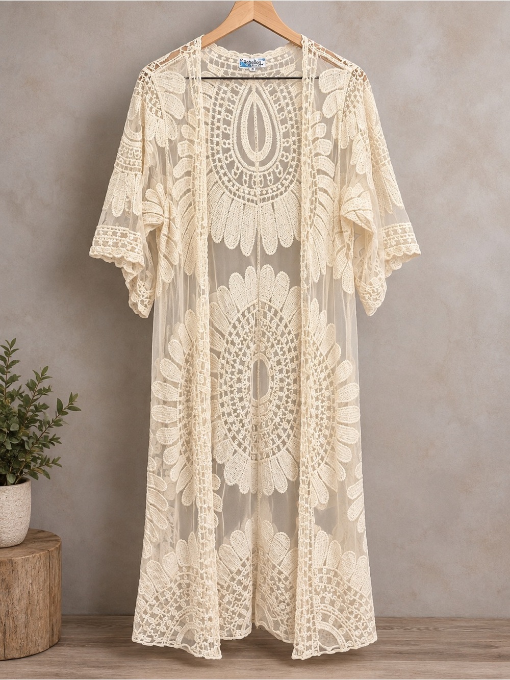 Rebellion Cream Lace Crochet Kimono